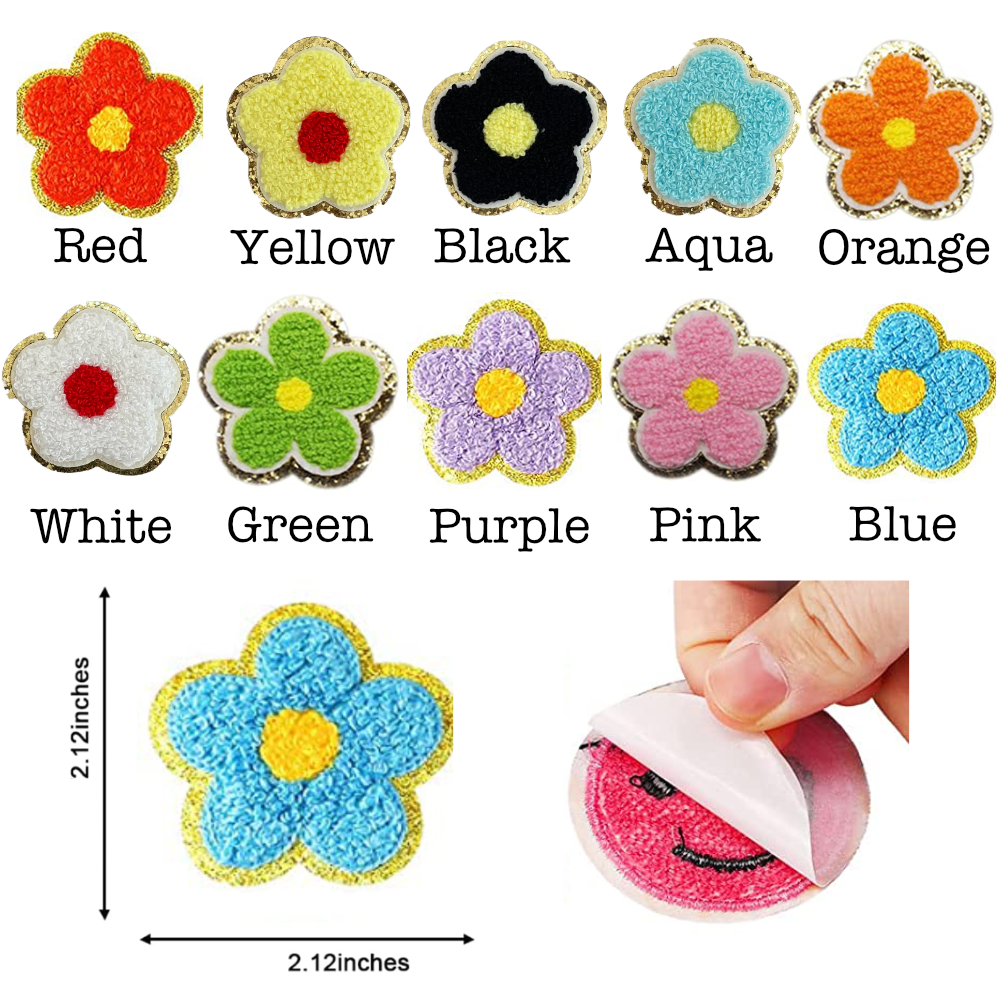 Self Adhesive Chenille Flower Patches-0