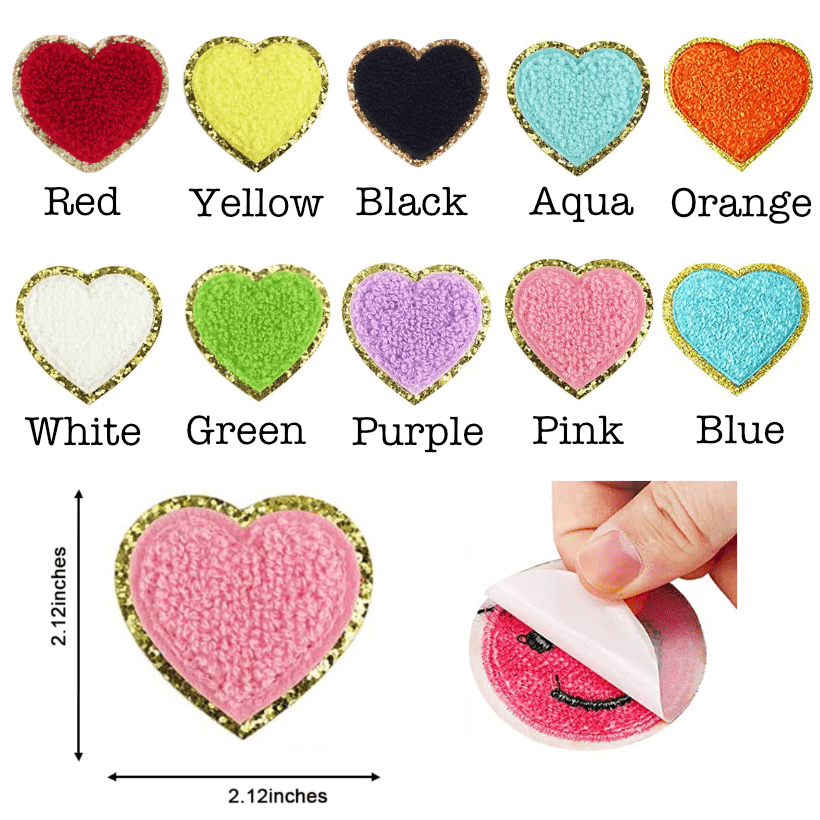 Self Adhesive Chenille Heart Patches-0