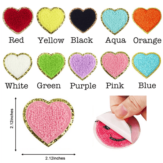 Self Adhesive Chenille Heart Patches-0